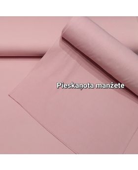 BIO kokvilnas trikotāžas manžete GAIŠS PELĒCĪGI ROZĀ (dusty pink), rievota 2x2 rib, 360 g/m2, (platums ap 1m) 