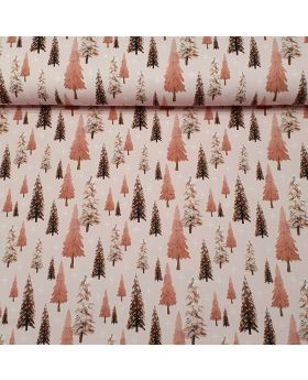 Viegli siltināta kokvilnas cilpiņtrikotāža EGLES uz maiga vecrozā fona (siltais tonis)