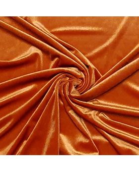 Samts ar elastānu (poliesters, trikotāža) ĶIEGEĻU ORANŽS ar mirdzumu, 270 g/m2