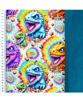 Softshell fabric DRAGONS/ DINOSAURS, 310 g/m2