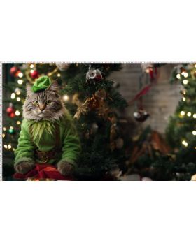 French terry (backside looped jersey) panel (85X180cm) CAT in CHRISTMAS mood